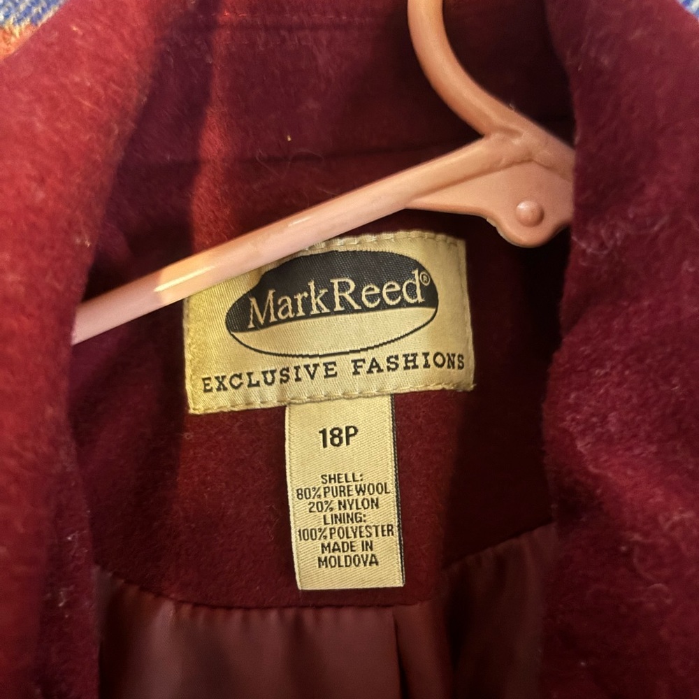 Mark. Reed Deep Red Wool Coat - Picture 2 of 3